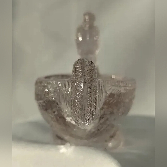 Antique Schmid Verreries DOUBLE ROOSTER Crystal glass salt cellar France cottage - Picture 6 of 11